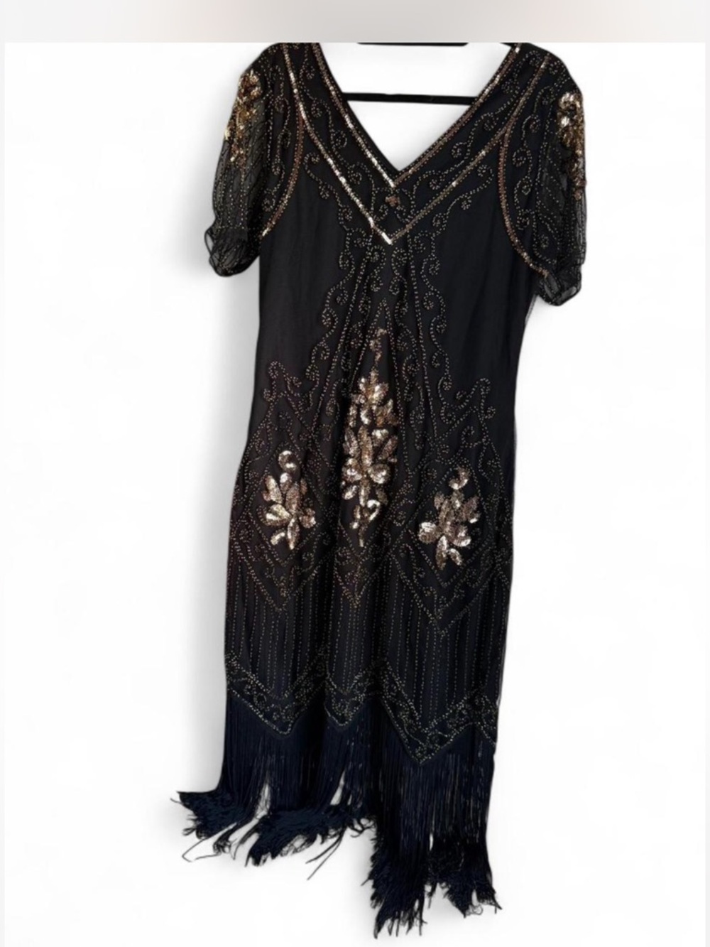 Babeyond Elegant Black and Gold Fringe Dress Fashion classic - Picture 4 of 11